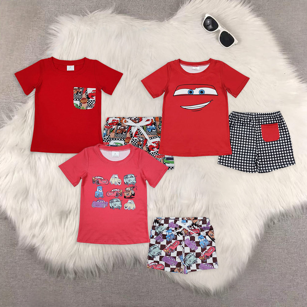 RTS NO MOQ Baby boy clothes car short Sleeve shorts Suit