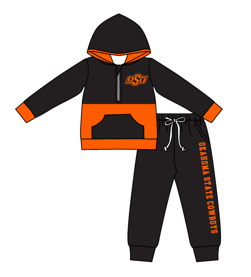 Custom moq 5 mix size eta 6-8weeks milk silk summer teams black baby boy clothes hooded long sleeve pants sets-25.10.23