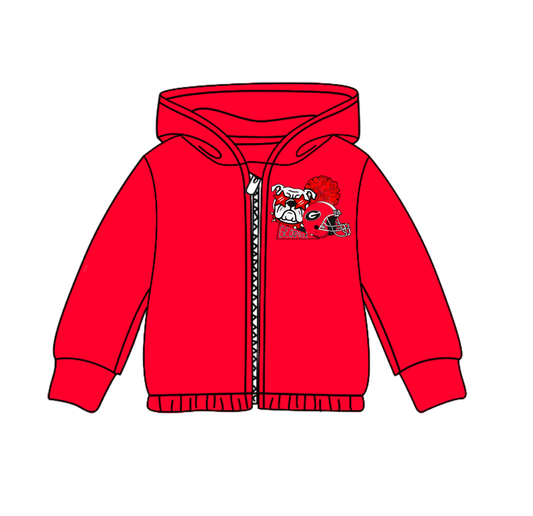 Custom moq 5 mix size milk silk baby girls clothes team red hooded long sleeve top-25.8.4