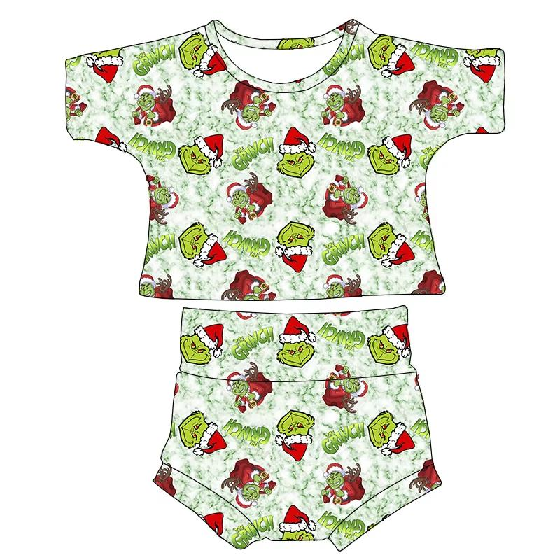Custom moq 5 each style eta 6-7weeks baby girl clothes short sleeve briefs set 6-25.7.28