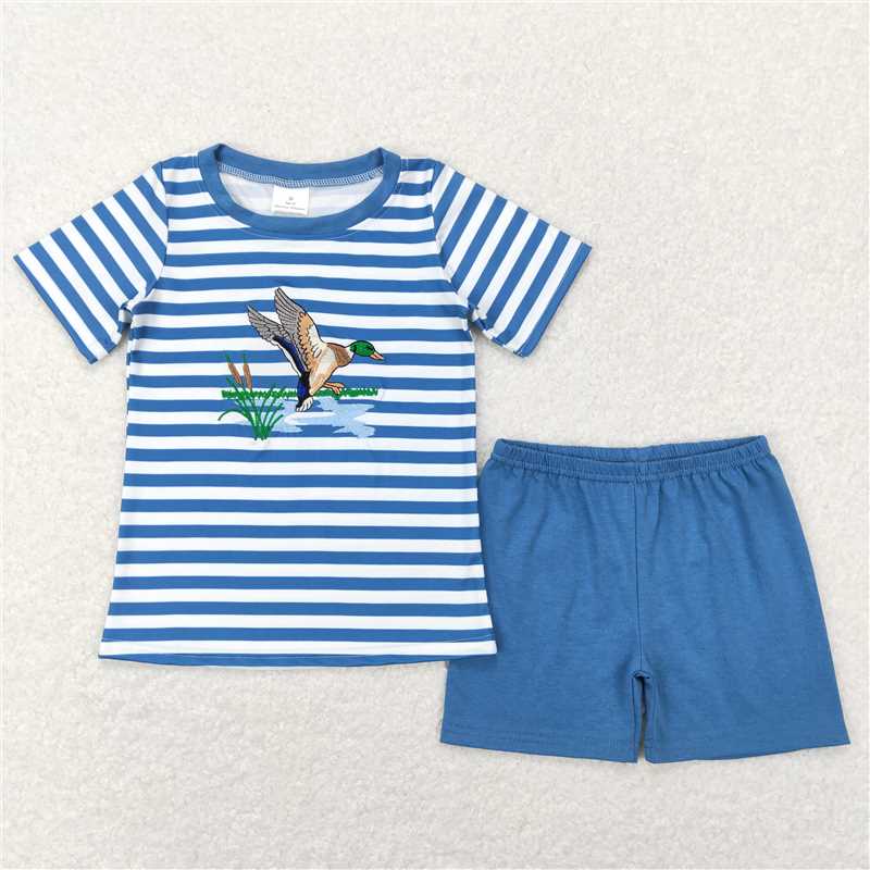 Baby Boys Shirt Shorts Summer Embroidery duck Rompers Outfits Clothes Sets