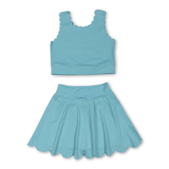 RTS NO MOQ Sibling Baby Girls  Shirts Skirt Shorts Bottom Yoga Active Clothes Sets