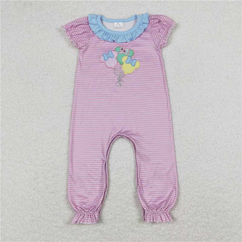 RTS NO MOQ（In Stock) Embroidery short-sleeved jumpsuit