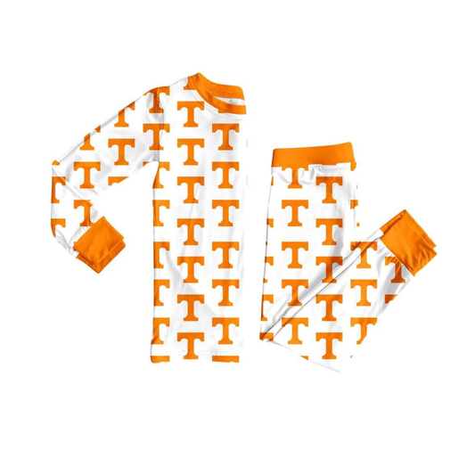 Custom moq 5 mix size milk silk eta 6-8weeks summer team orange baby girls clothes team long sleeve pants sets and romper-25.7.15