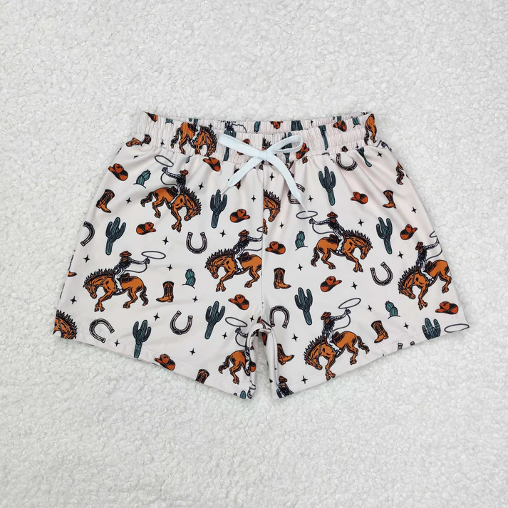 RTS NO MOQ baby boy clothes camouflage horse summer swim trunks