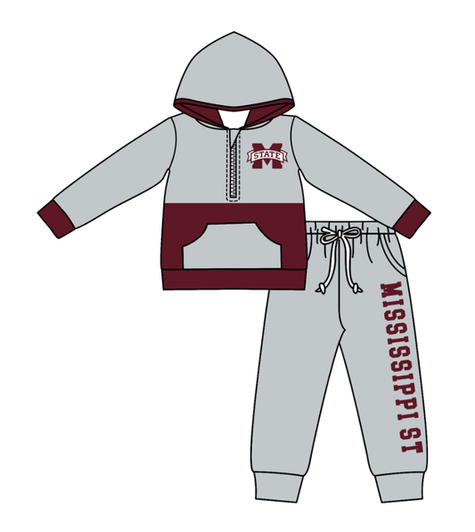 Custom moq 5 mix size eta 6-8weeks milk silk summer teams gray baby boy clothes hooded long sleeve pants sets-25.10.24