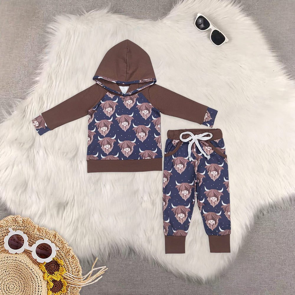RTS NO MOQ baby boy clothes hooded long sleeve Clothes Sets