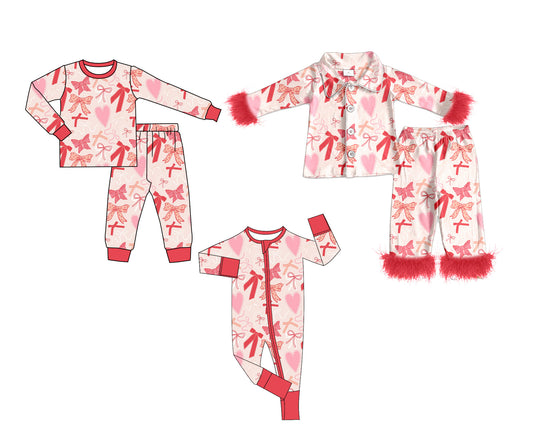 25.6.4 custom each style moq 5eta 4-6week Sibling Sisters love bow pink baby girl long sleeve pants sets 1 and sets 2 and romper match family design