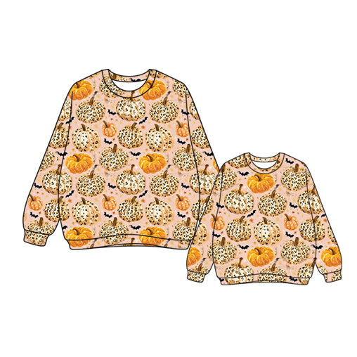 25.7.25 custom each style moq 5eta 4-6week Sibling Sister pumpkin long sleeve top and adult top match design