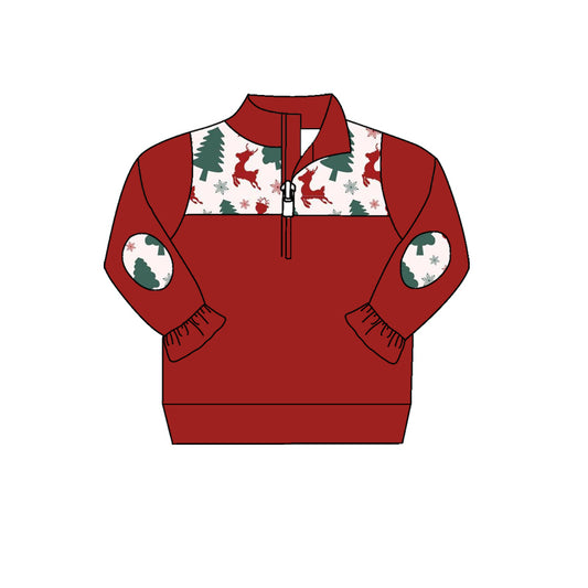 6.23 custom each style moq 5 eta 4-6week baby girls clothes Christmas brick red long sleeve top