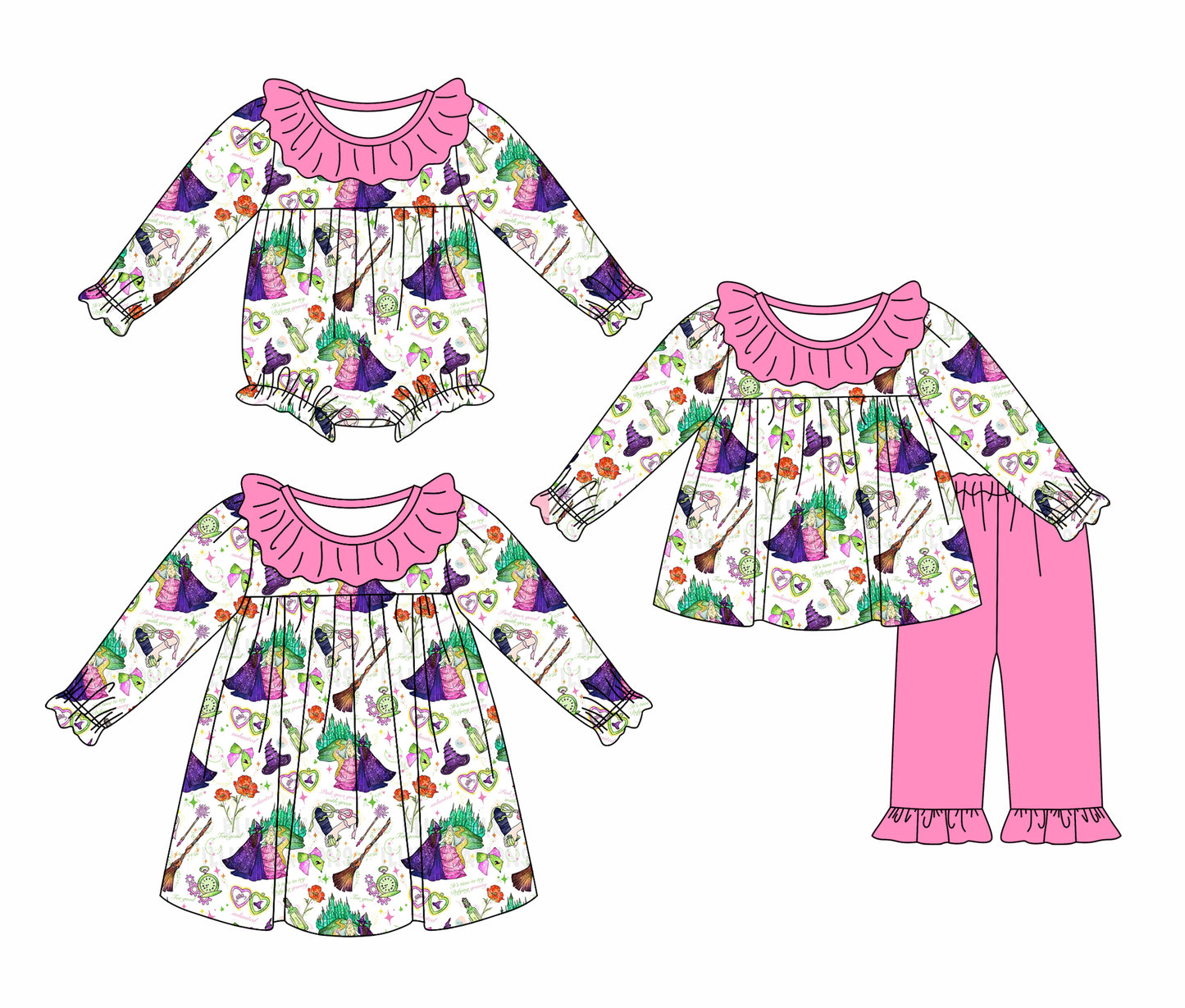 25.8.15 custom each style moq 5eta 4-6week Sibling Sisters baby girl long sleeve pants sets and dress and rompers match family design