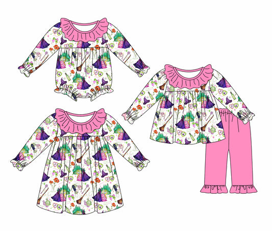 25.8.15 custom each style moq 5eta 4-6week Sibling Sisters baby girl long sleeve pants sets and dress and rompers match family design