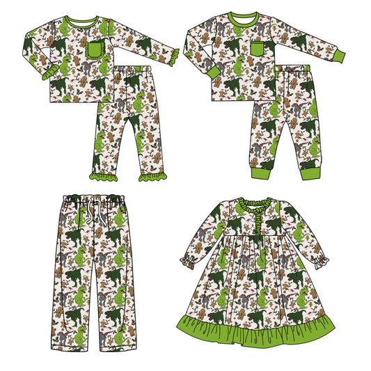 25.9.12 custom each style moq 5eta 4-8week Sibling Sister Christmas baby long sleeve pants sets 2 and dress and adult pants match design