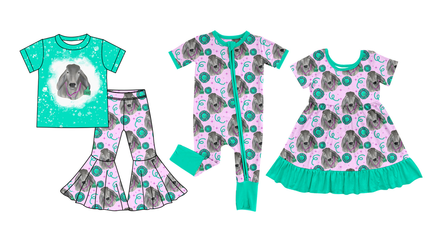 11.30 custom each style moq 5eta 4-6week Sibling Sister cow baby girl sets and dress and rompers match family design