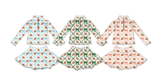 25.9.5 custom each style moq 5eta 4-6week Sibling Sisters baby girl long sleeve skirts sets 3 match family design