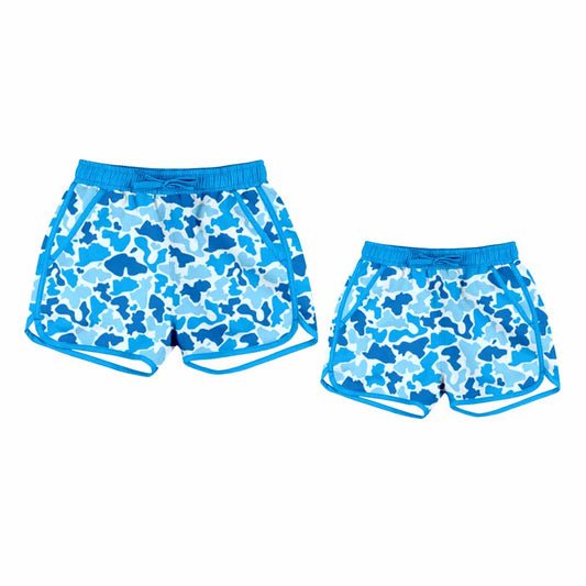 25.10.1 custom each style moq 5eta 4-6week Sibling Sister camouflage blue baby kids clothes summer shorts and adult shorts match design