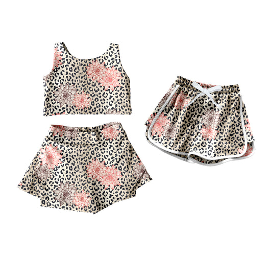 4.9 custom each style moq 5eta 4-6week Sibling Sister floral baby girls clothes Short sleeve yoga dress and shorts match family design