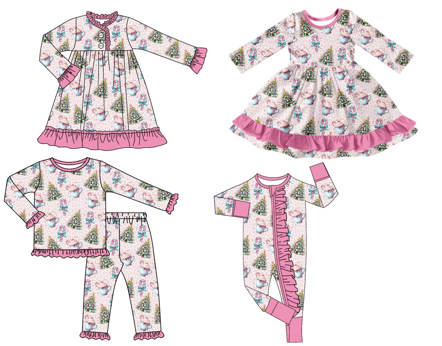 25.8.5 custom each style moq 5 eta 4-6week Sibling Sisters Christmas baby girl long sleeve pants sets and romper and dress 1 and dress 2 match family design