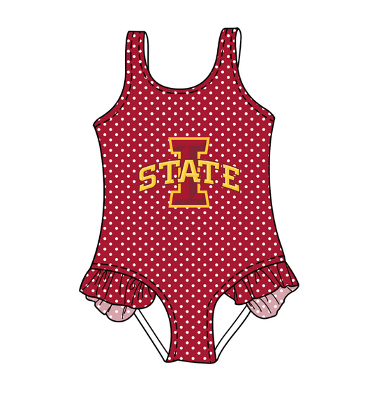 Custom moq 5 mix size milk silk summer teams Red Baby Girl Sleeveless Polka Dot Lace Onesie Swimsuit Cute Summer Beachwear for Little Girls