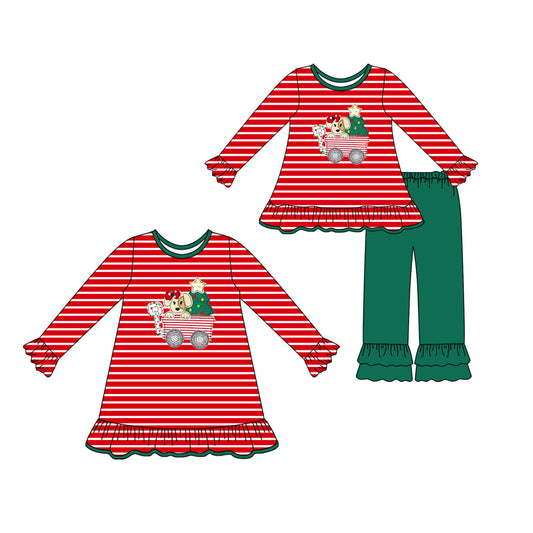 25.7.8 custom each style moq 5eta 4-6week Sibling Sisters Christmas baby girl long sleeve pants sets and dress match family design