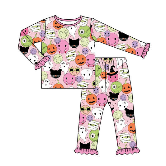 5.22 custom each style moq 5eta 4-5week Sibling Sister Halloween pumpkin girls outfits and boys and baby romper match pajamas family design