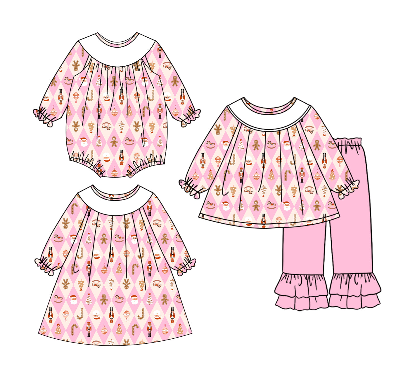 25.6.14 custom each style moq 5eta 4-6week Sibling Sisters Christmas baby girl long sleeve pants sets and dress and rompers match family design