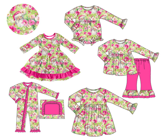 25.7.18 custom each style moq 5 eta 4-6week Sibling Sisters Christmas baby girl long sleeve pants sets and romper 1 and romper 2 and dress 1 and dress 2 match family design