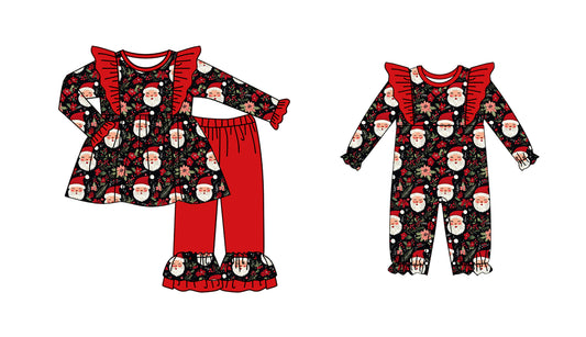 25.6.11 custom each style moq 5eta 4-6week Sibling Sisters Christmas baby girl long sleeve pants sets and rompers match family design