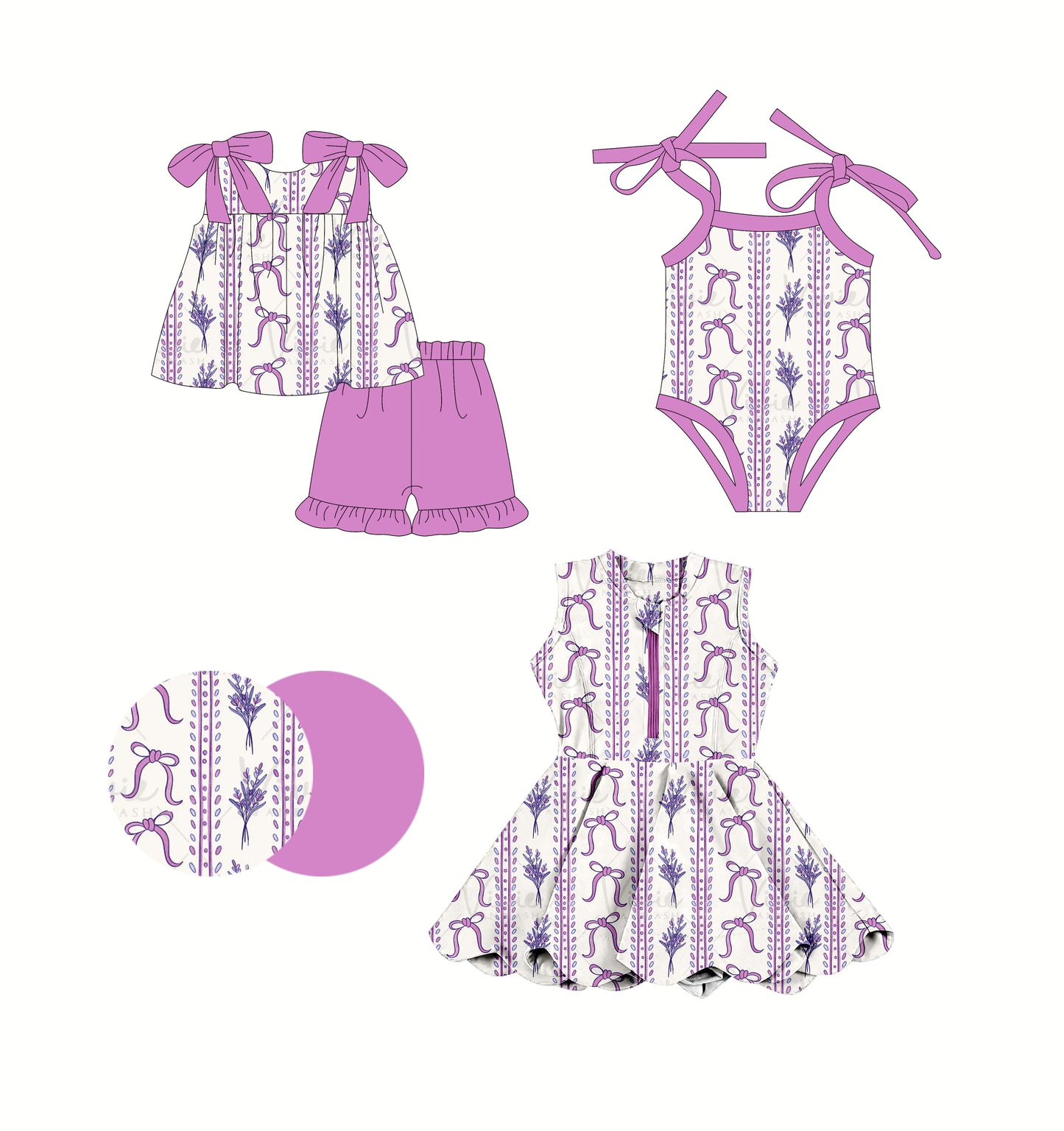 2.24 custom each style moq 5eta 4-6week Sibling Sisters bow baby girl short sleeve shorts sets and dress and rompers match family design