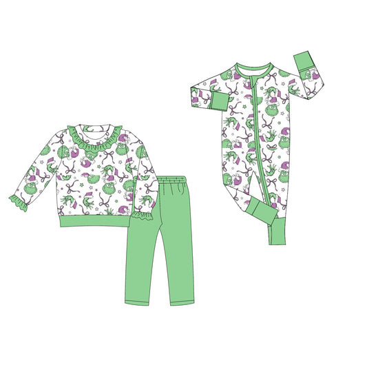 25.8.4 custom each style moq 5eta 4-6week Sibling Sister Christmas bow baby girl long sleeve pants sets and rompers match family design