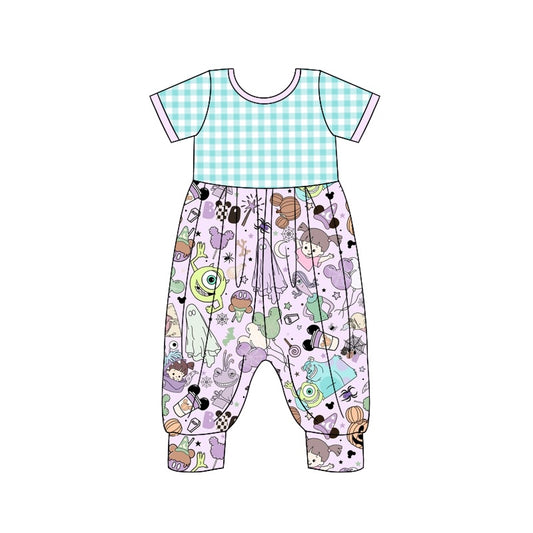 5.23 custom each style moq 5eta 4-5week baby kids clothes Summer teal grid romper