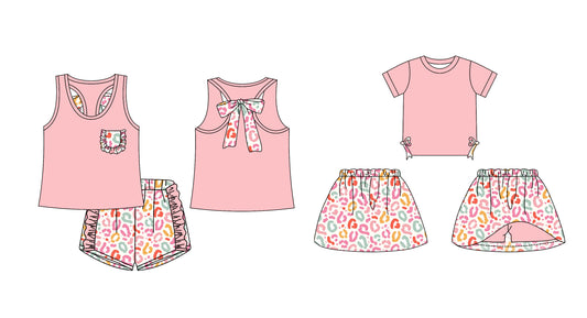 12.13 custom each style moq 5eta 4-6week Sibling Sister leopard baby girl short sleeve shorts sets and dresses match design