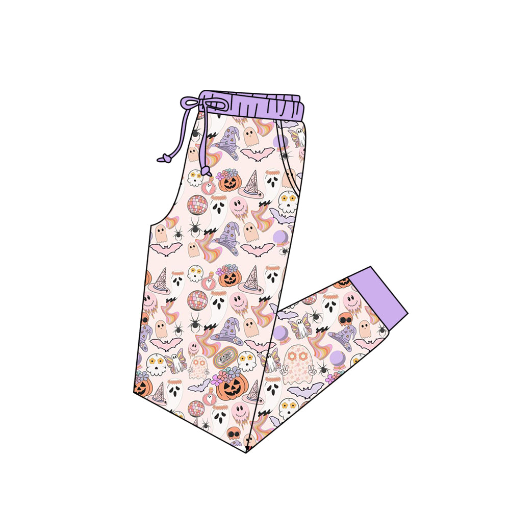5.8custom each style moq 5eta 4-5week Sibling Sister halloween style print purple boys outfits and baby romper and avatar long pants match family design