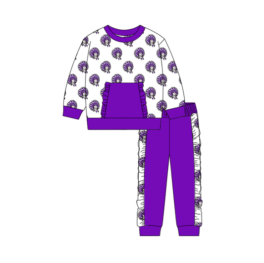 Custom moq 5 mix size milk silk summer teams baby boy clothes purple long sleeve pants sets-25.10.20