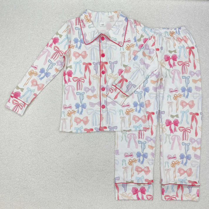 RTS NO MOQ Sibling adult clothes Festival Bow long sleeve pants Sets