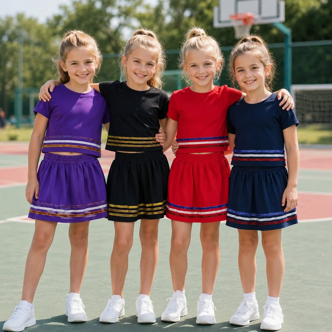 RTS NO MOQ Sibling cotton Baby Girls Solid Color Summer Black Gold Stripe Short Sleeve Top Skort Two Piece Outfits Daily Wear