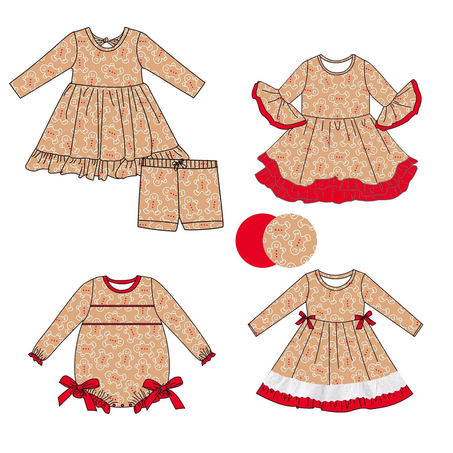 Custom moq 5 each style eta 6-7weeks baby girl clothes Christmas long sleeve shorts set and dress 2 and romper-25.8.29