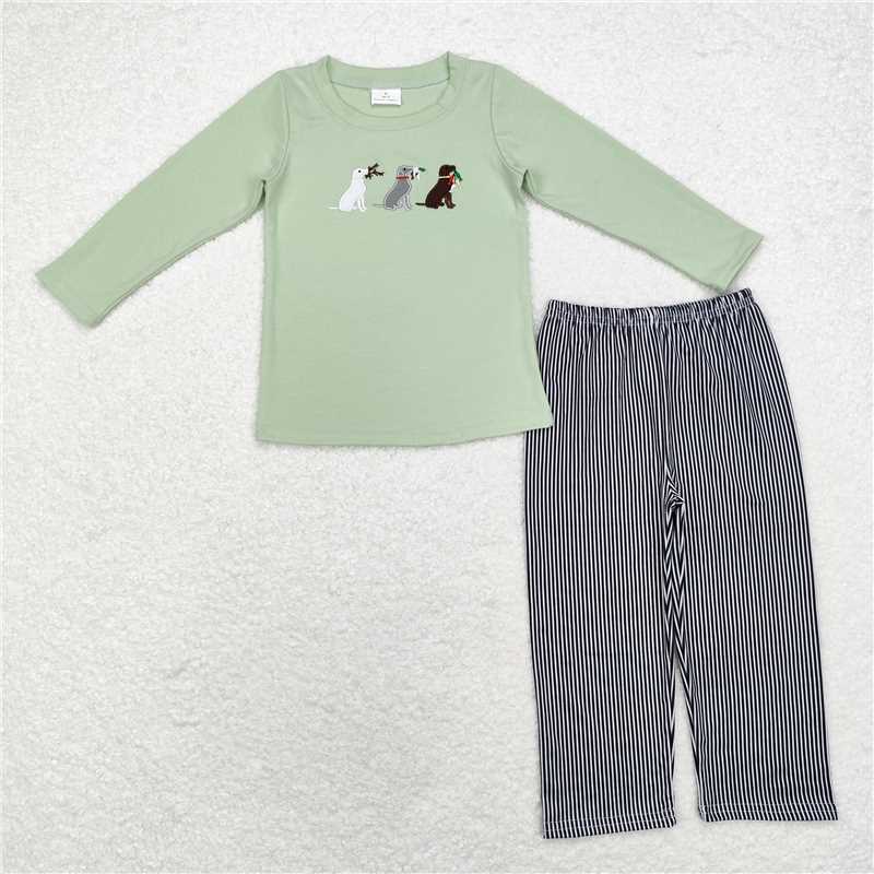 RTS NO MOQ（In Stock) BLP0741 Baby Boys embroidery Top Pants Outfits Sets