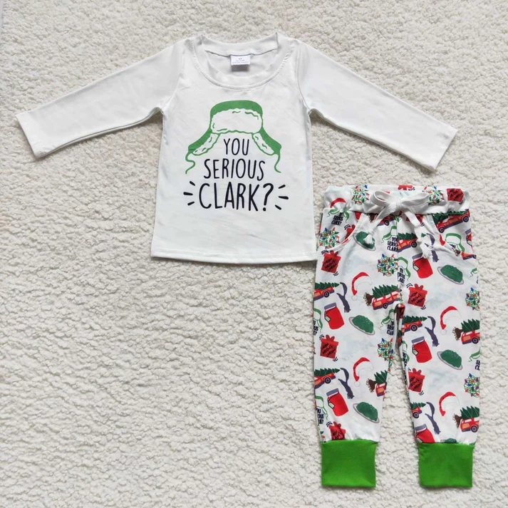 RTS NO MOQ Sibling Baby girls boy clothes Christmas long-sleeved trousers suits