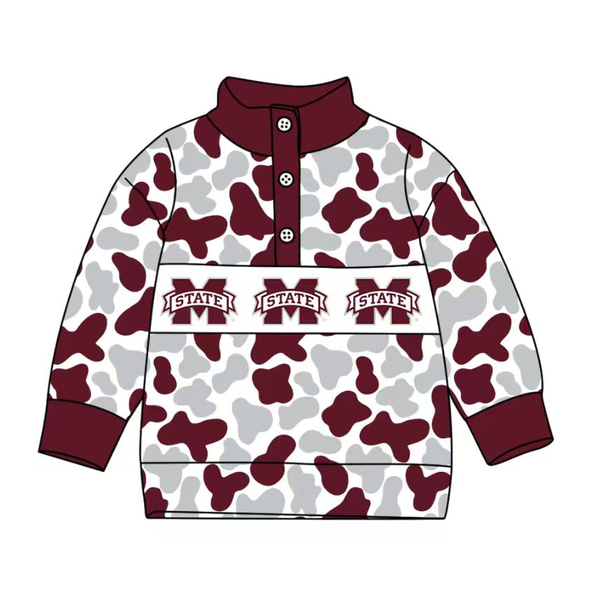 Custom moq 8 mix size milk silk summer team baby boys clothes camouflage long sleeve top-25.9.22