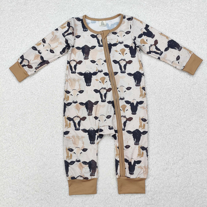 RTS NO MOQ  Baby Infant Boys Girls Western Bamboo Zip Rompers