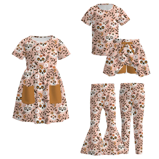 Custom moq 5 each style eta 6-7weeks baby girl short sleeve shorts set and dress and adult pants