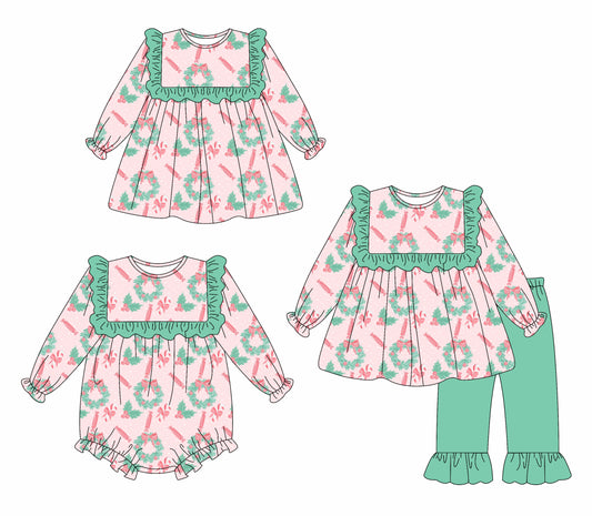 25.5.14 custom each style moq 5eta 4-6week Sibling Sisters bow baby girl long sleeve pants sets and dress and rompers match family design