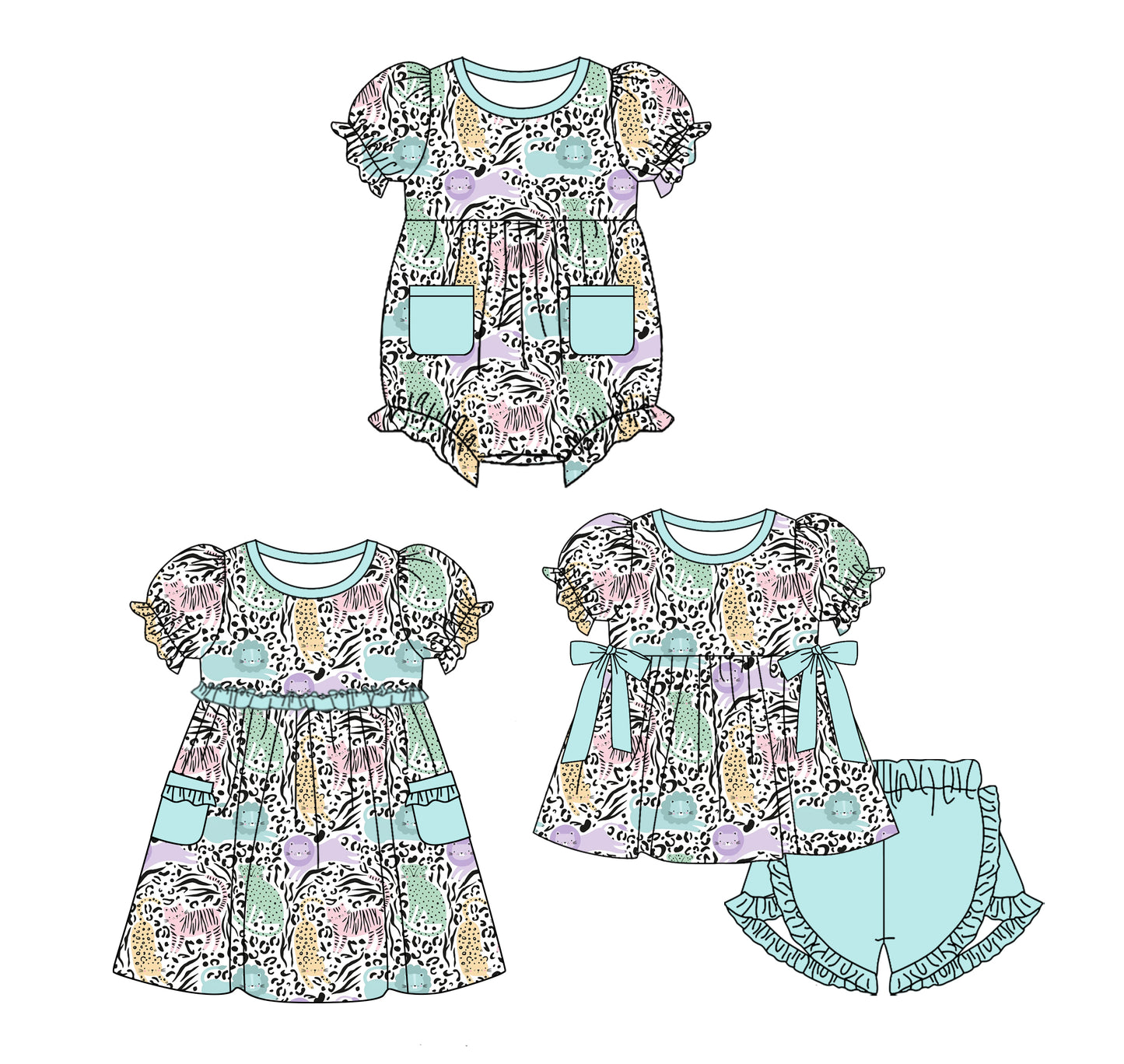 3.24 custom each style moq 5eta 4-6week Sibling Sisters baby girl short sleeve shorts sets and dress and rompers match family design