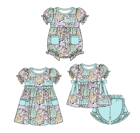 3.24 custom each style moq 5eta 4-6week Sibling Sisters baby girl short sleeve shorts sets and dress and rompers match family design