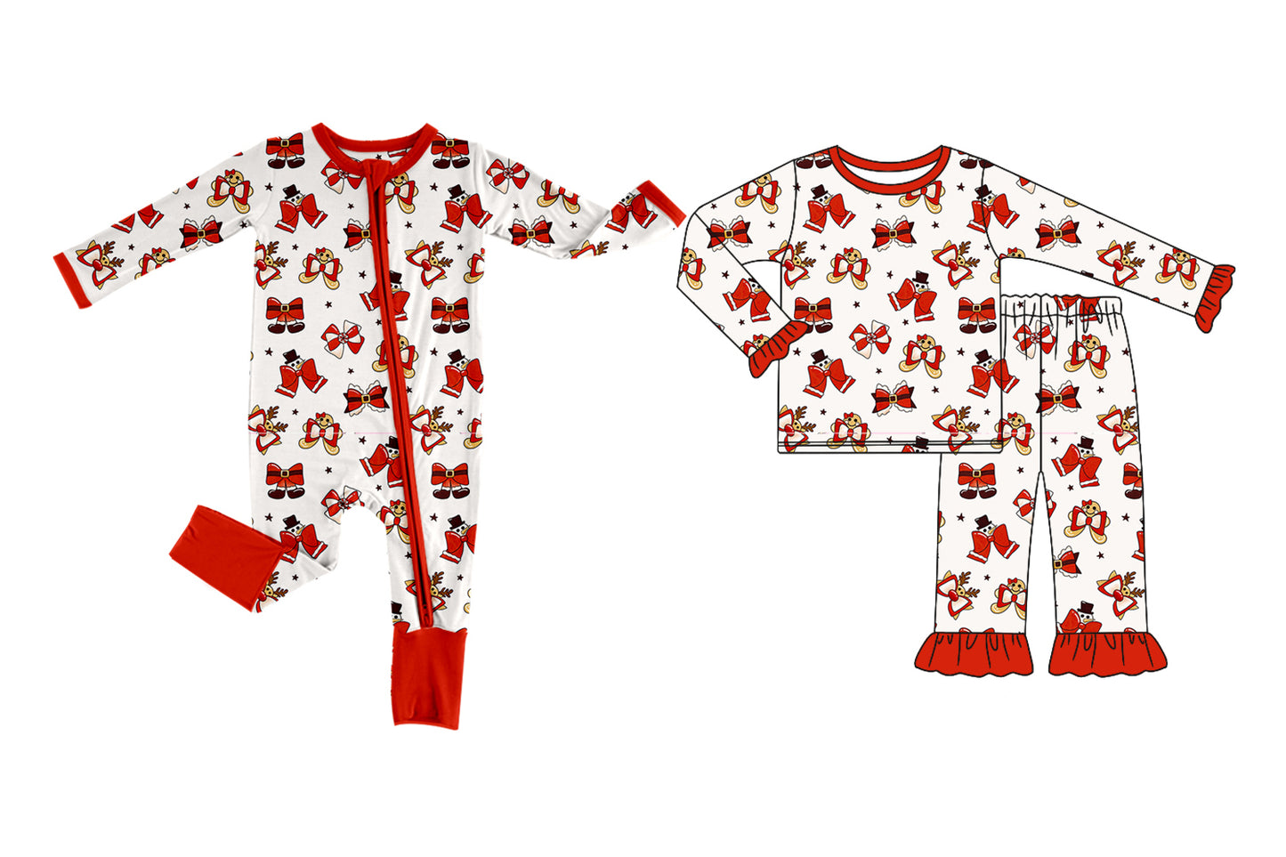 25.5.7 custom each style moq 5eta 4-6week Sibling Sisters Christmas gift bow red baby boy long sleeve pants sets and rompers match family design