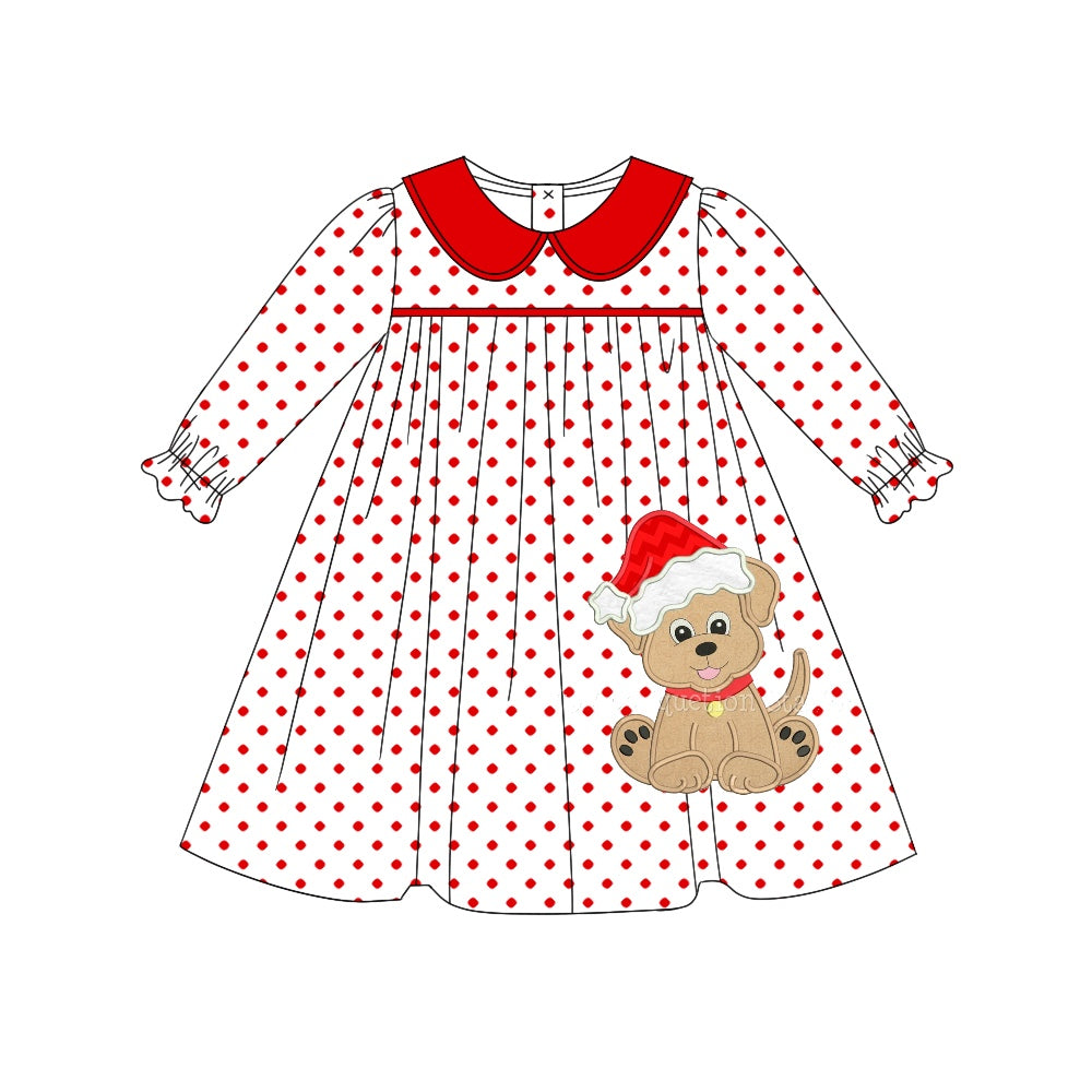 6.4 custom each style moq 5eta 4-6week Sibling Sister Christmas red dot baby girls outfits and dress match family design