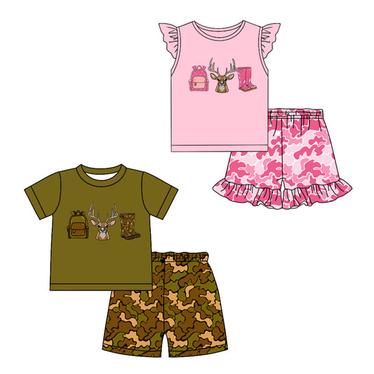 3.26 custom each style moq 5eta 4-6week Sibling Sister baby girls short sleeve set and set 2 match design