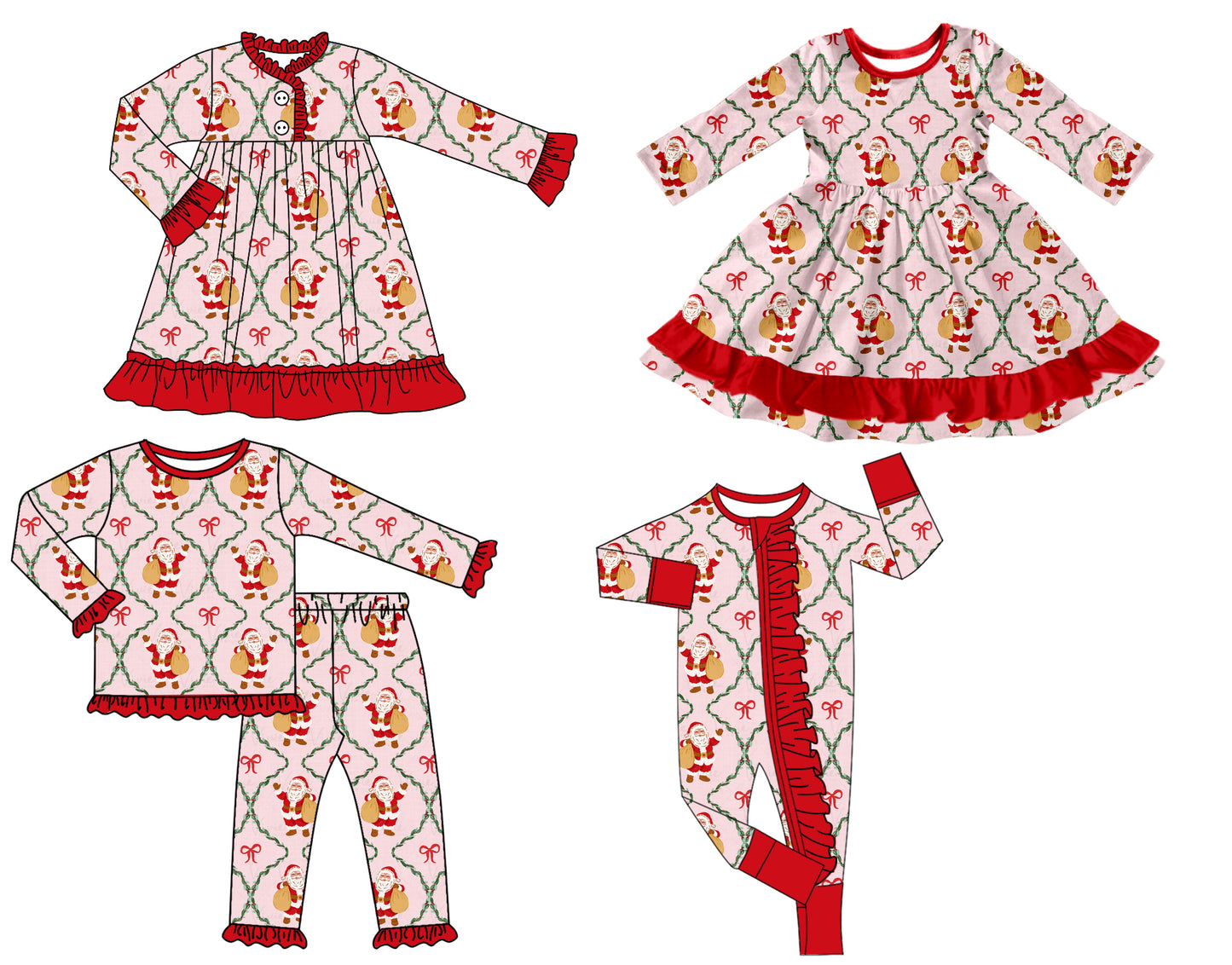 25.8.5 custom each style moq 5 eta 4-6week Sibling Sisters Christmas baby girl long sleeve pants sets and romper and dress 1 and dress 2 match family design
