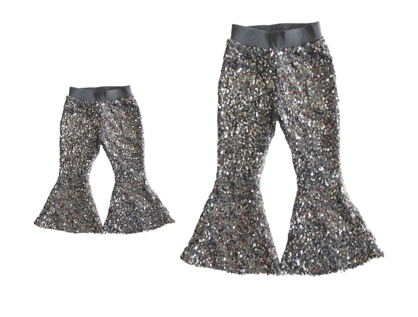 7.4 custom each style moq 5eta 4-6week gray sequined kids pants and adult pants